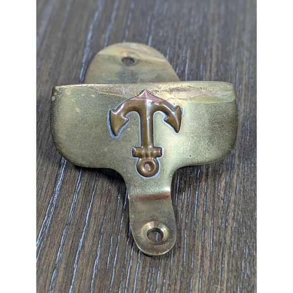 VTG Nautical Brass Bottle Opener Maritime Anchor Emboss Design Wall Mount Sail - Picture 4 of 6
